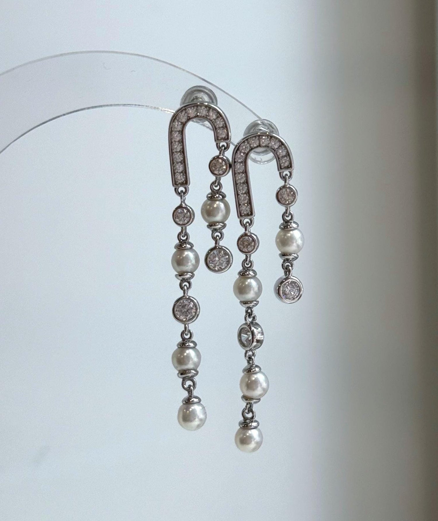 Elly’s 8pcs 4.3-4.5mm White Freshwater pearls Earrings chandeliers: Extreme luster mirrored, 4.8cm high, S925 silver vintage earrings.