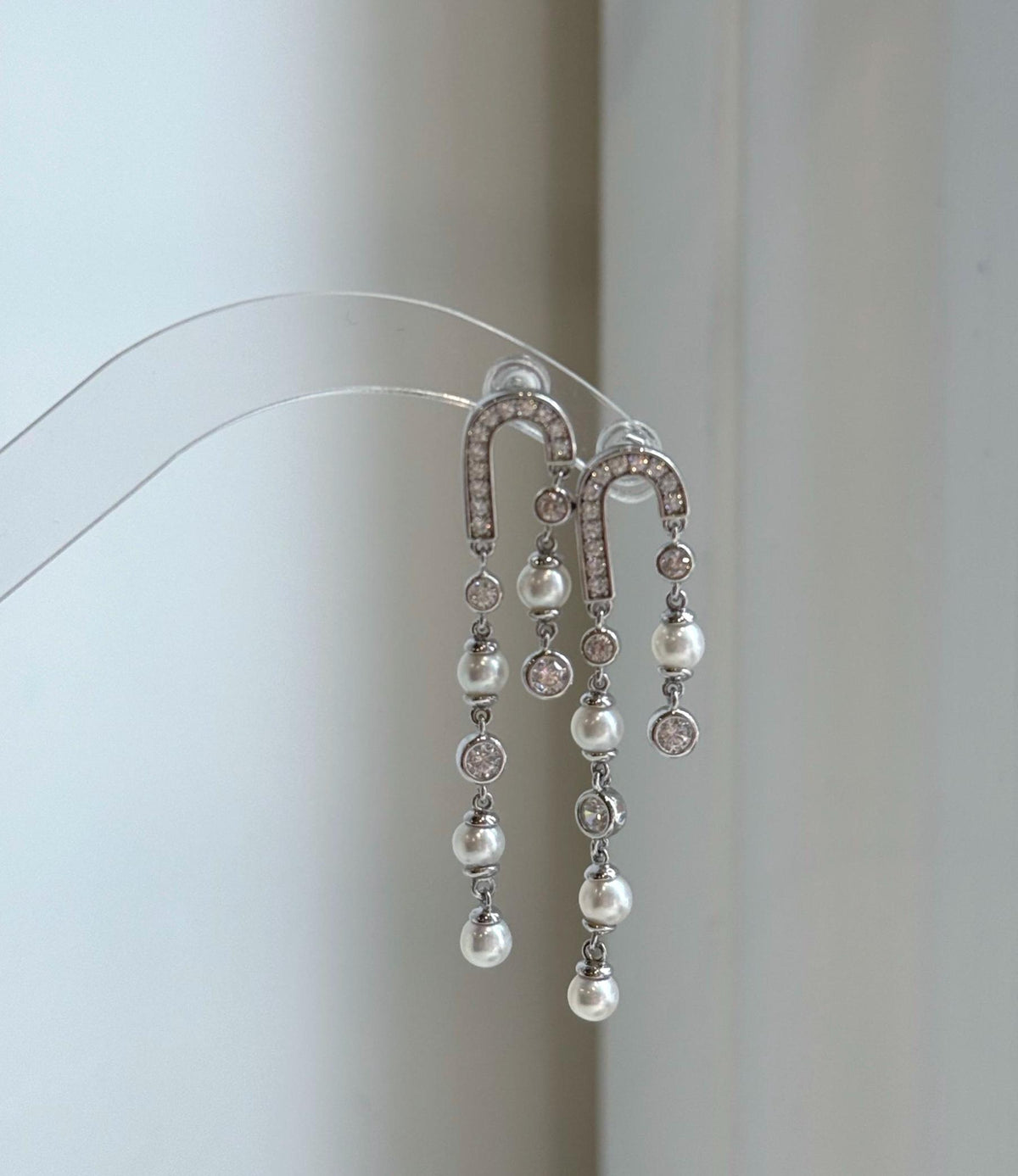 Elly’s 8pcs 4.3-4.5mm White Freshwater pearls Earrings chandeliers: Extreme luster mirrored, 4.8cm high, S925 silver vintage earrings.