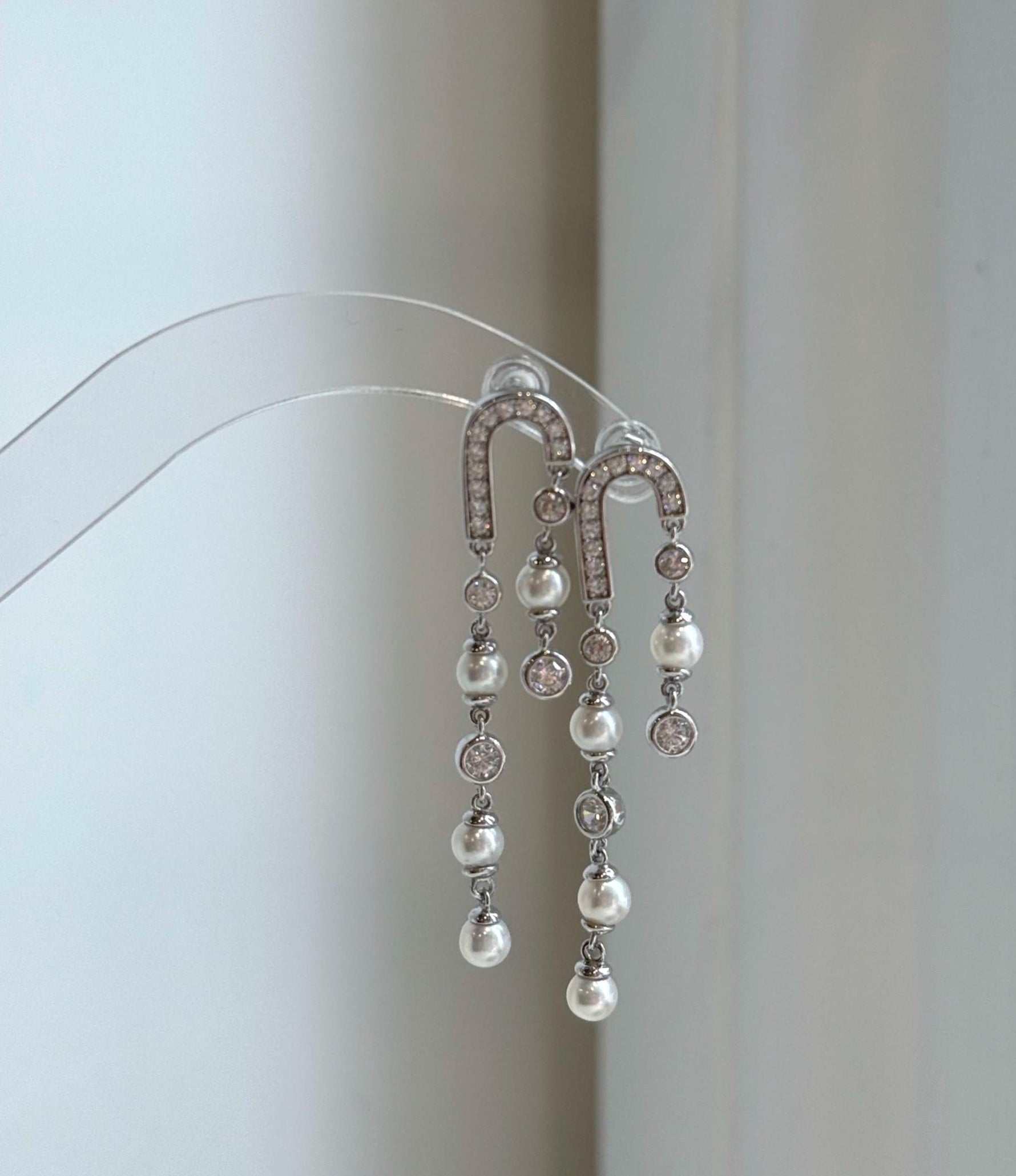 Elly’s 8pcs 4.3-4.5mm White Freshwater pearls Earrings chandeliers: Extreme luster mirrored, 4.8cm high, S925 silver vintage earrings.