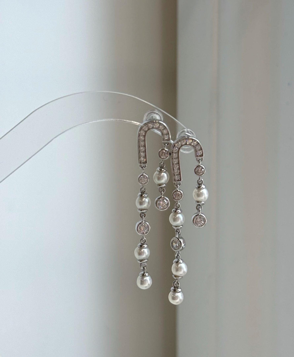 Elly’s 8pcs 4.3-4.5mm White Freshwater pearls Earrings chandeliers: Extreme luster mirrored, 4.8cm high, S925 silver vintage earrings.
