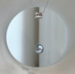 Elly’s 11.3mm Tahitian silver platinum ocean Pearl pendant: Extreme luster mirrored, 4.7cm high, S925 silver pendant.