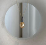 1. 7mm genuine South Sea deep tea gold pearl pendant with mirror luster in S925 sterling silver.