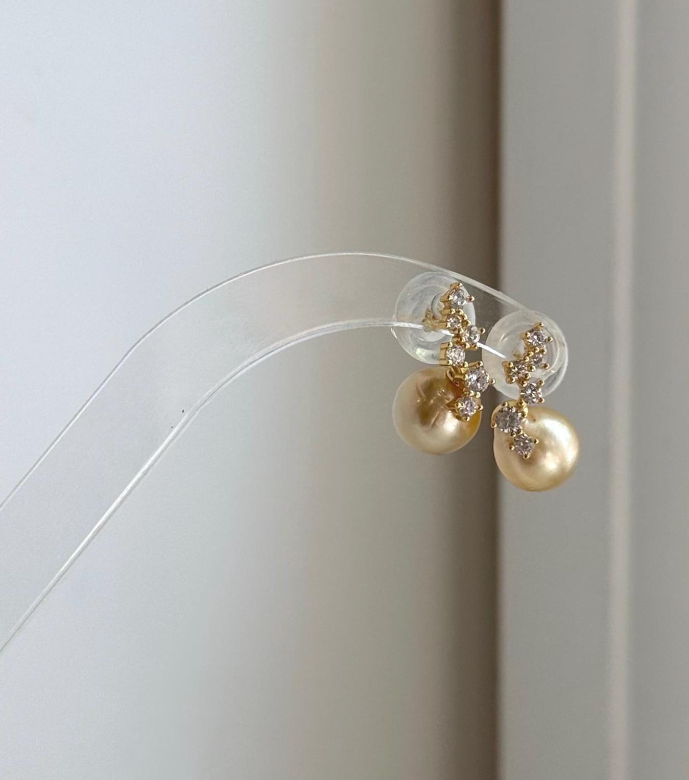 Elegant 9.2mm golden pearl earrings for everyday luxury and special occasions