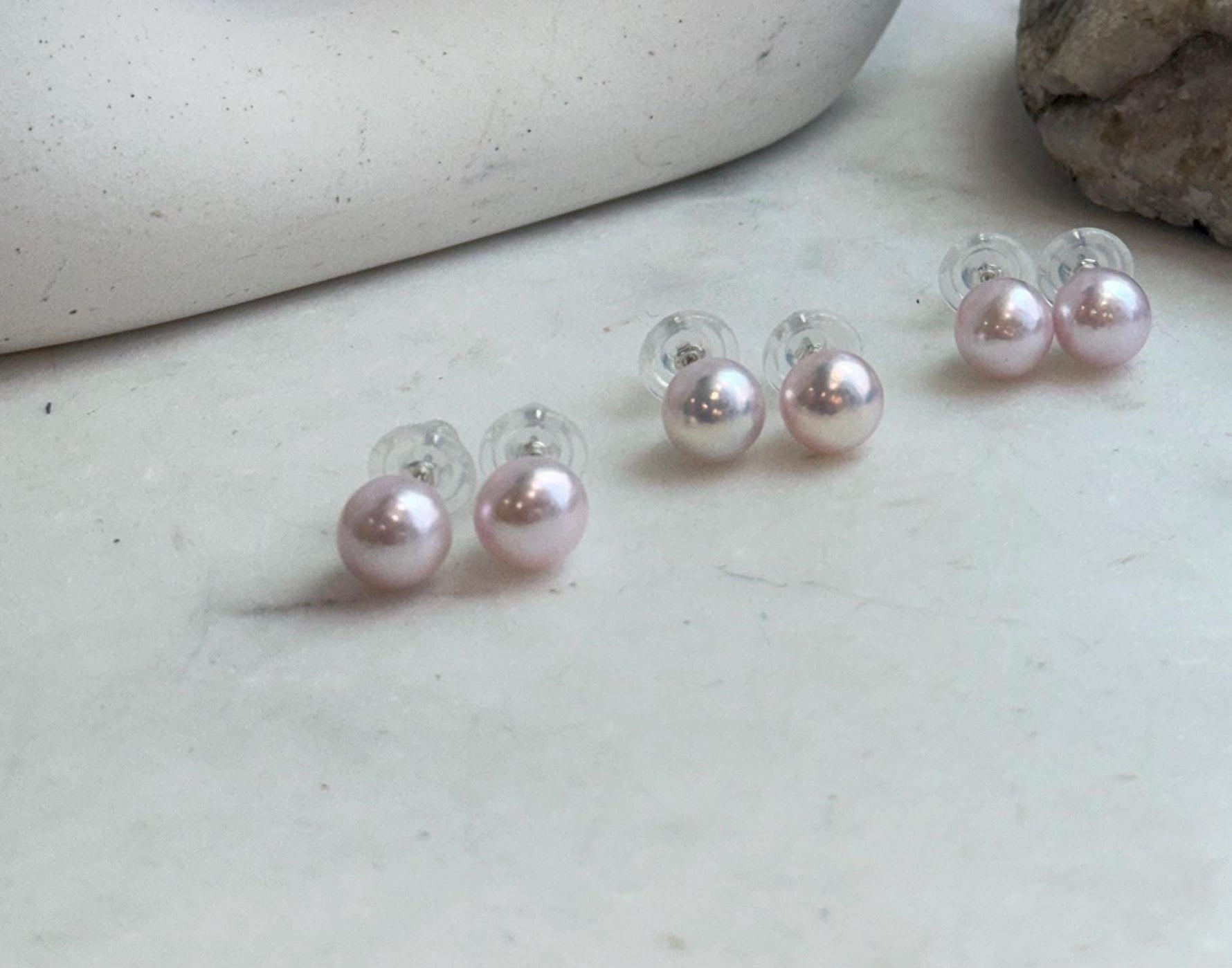 Classic pink Edison pearl earrings gift for her