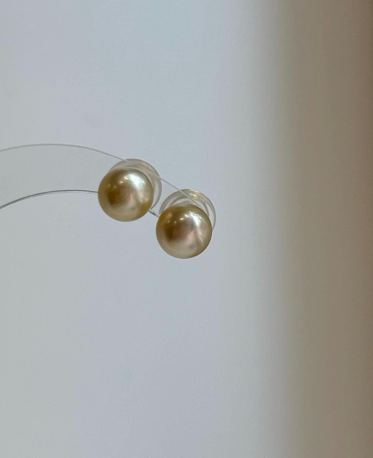 Classic minimalist South Sea gold pearl earrings for everyday wear.