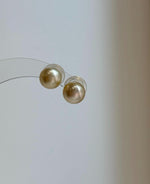Classic minimalist South Sea gold pearl earrings for everyday wear.
