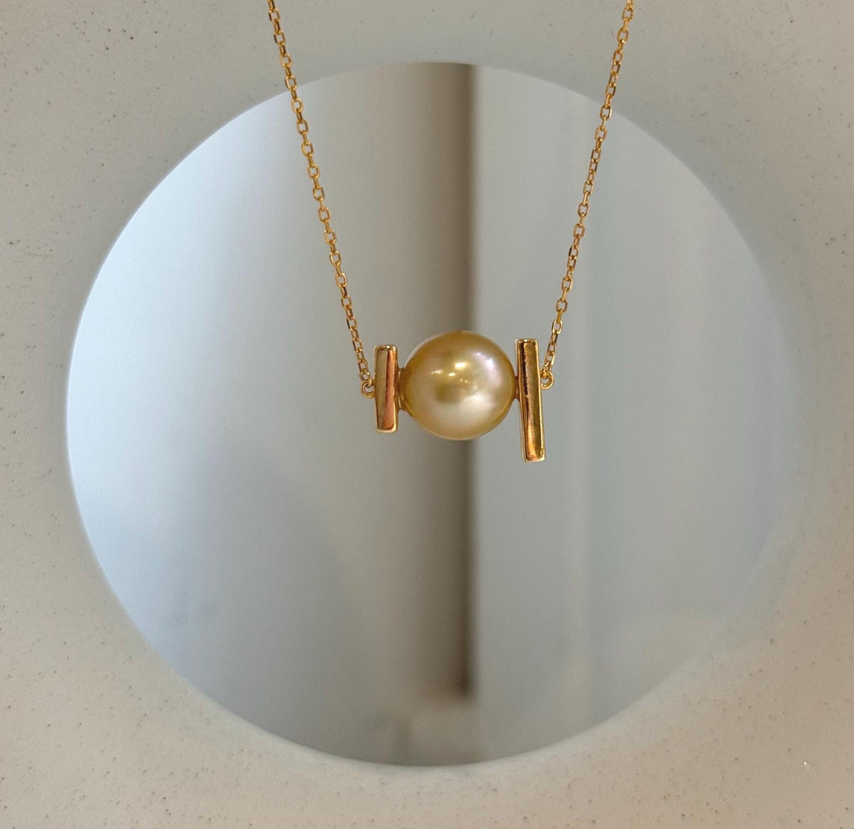 10.5mm South Sea deep tea golden pearl pendant necklace with extreme mirror-like luster