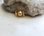 Genuine saltwater golden pearl pendant with S925 sterling silver chain