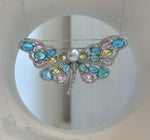 Natural blue silver Akoya pearl butterfly brooch