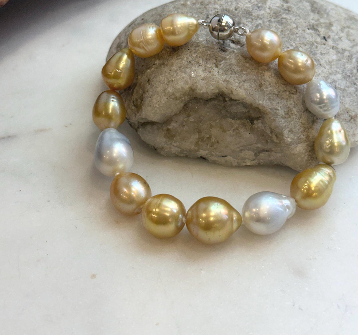 Elegant mixed South Sea pearl bracelet for women.