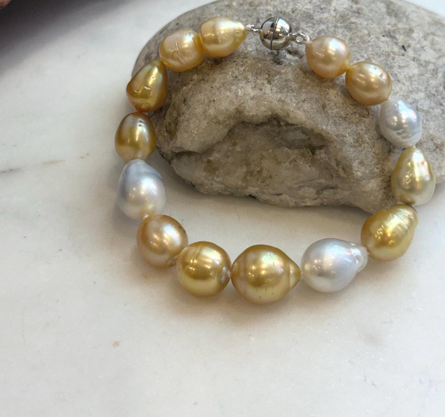 Elegant mixed South Sea pearl bracelet for women.