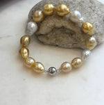 South Sea golden and white pearl bracelet with extreme luster