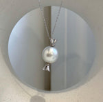 Genuine South Sea white pearl candy pendant with premium mirror luster on an S925 sterling silver chain.