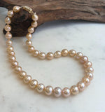 Peach Gold Edison pearl necklace mirror luster