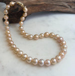 Natural peach gold pearl necklace 18 inch