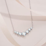 7pcs D/VVS1 Moissanite Pendant Necklace, 2.8CT Round Brilliant Cut, Solid S925 Sterling Silver Minimalist Necklace Gift for Her