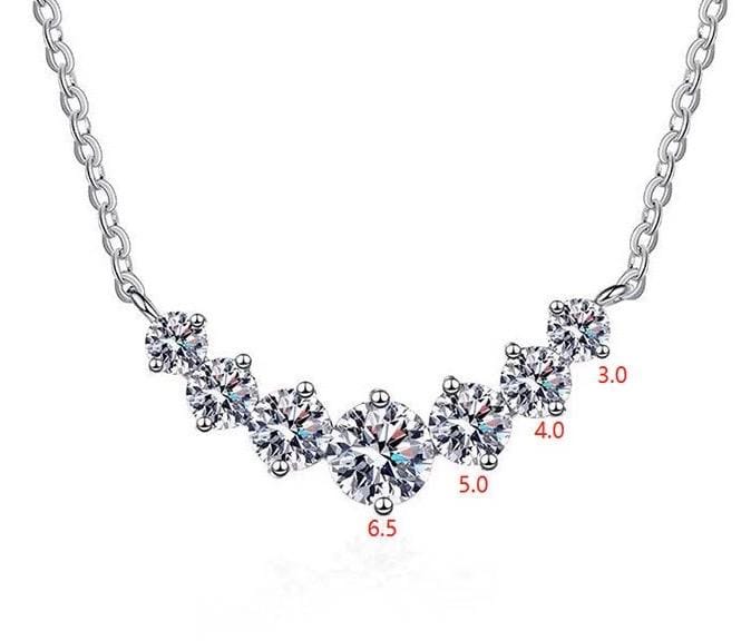7pcs D/VVS1 Moissanite Pendant Necklace, 2.8CT Round Brilliant Cut, Solid S925 Sterling Silver Minimalist Necklace Gift for Her