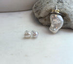 Natural baroque freshwater pearl pendant necklace with matching pearl stud earrings
