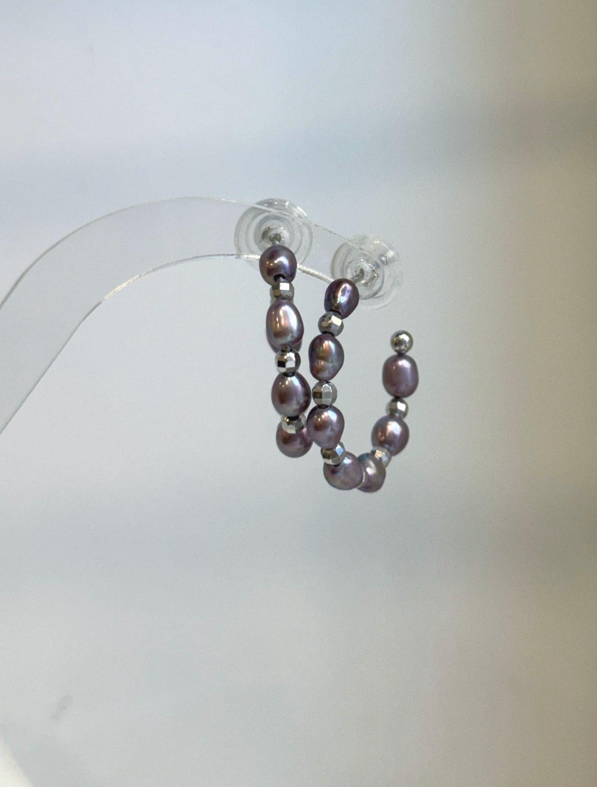 Genuine purple Keshi pearl dangle earrings with natural baroque pearls