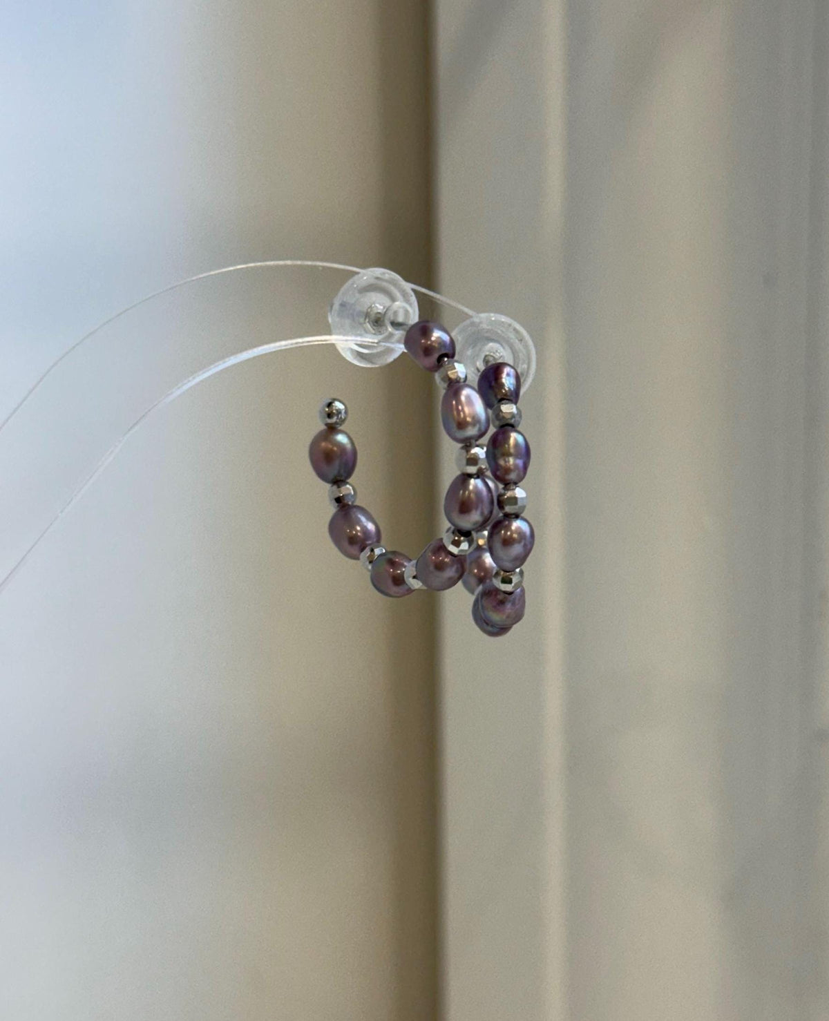 Handmade purple Keshi pearl earrings for everyday elegance