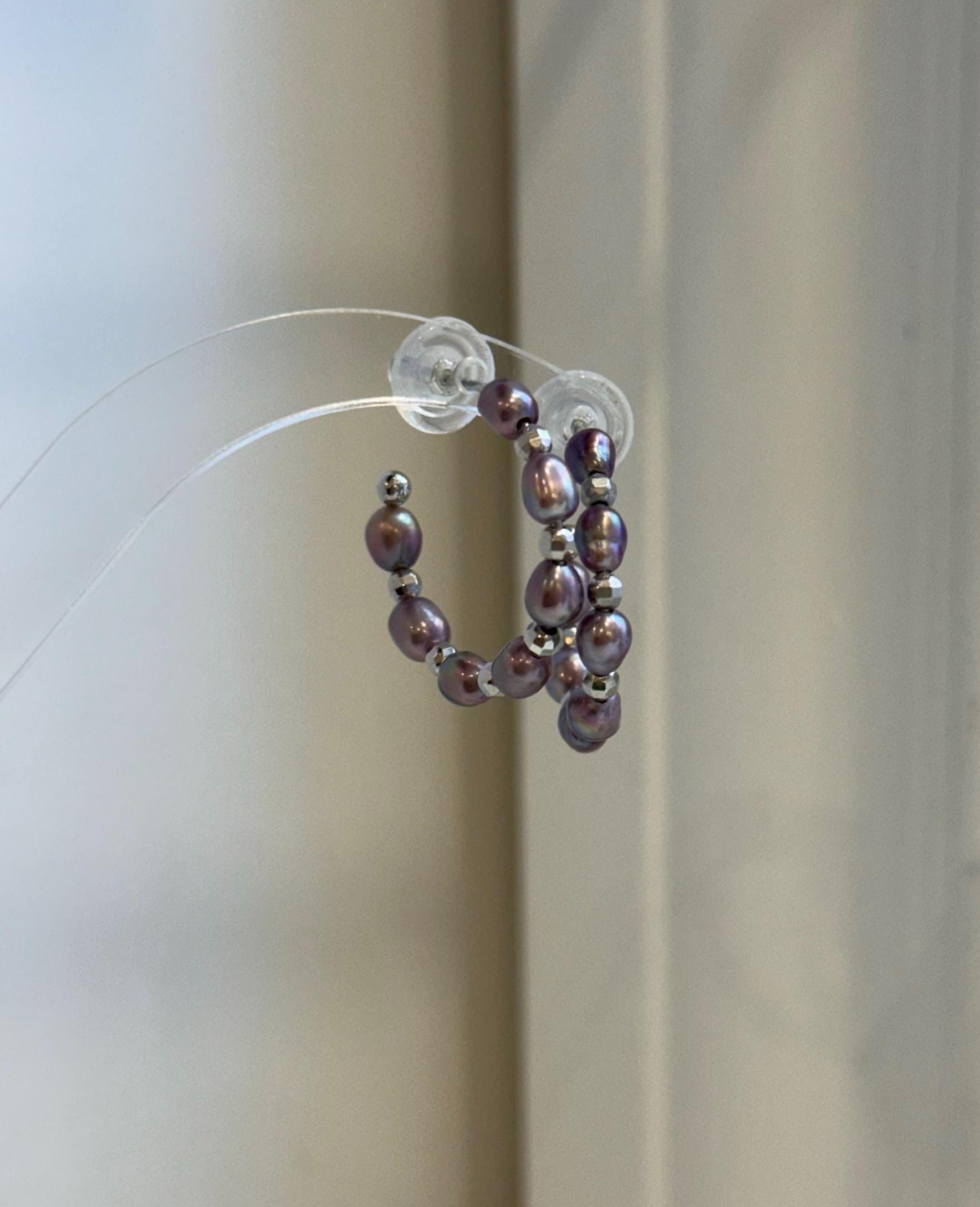 Handmade purple Keshi pearl earrings for everyday elegance