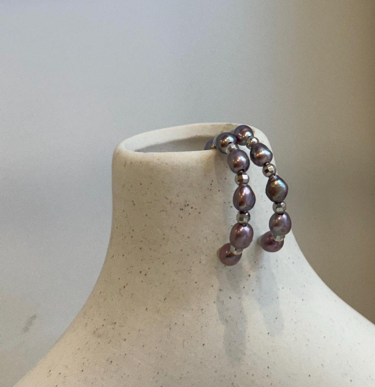Lightweight S925 sterling silver hook earrings with freshwater Keshi pearls