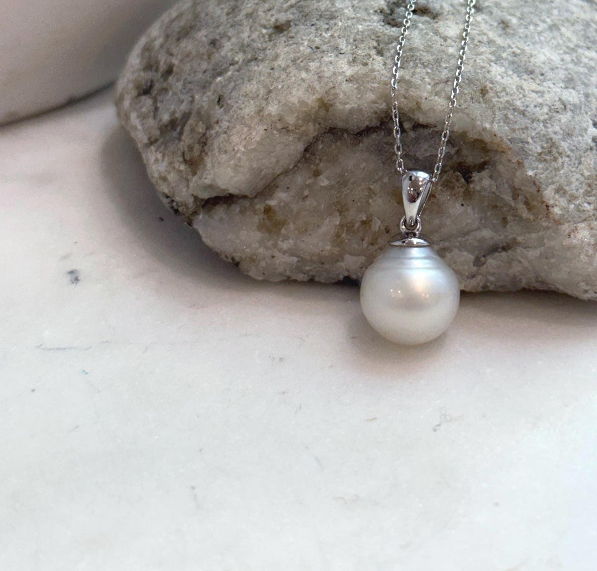 Close-up of 12.6mm South Sea pearl with flawless mirror luster
