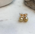 Luxury 10.1mm golden saltwater pearl earrings for women