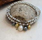 S925 sterling silver pearl necklace handcrafted with genuine pearls