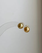 Genuine golden saltwater pearl earrings with S925 sterling silver studs