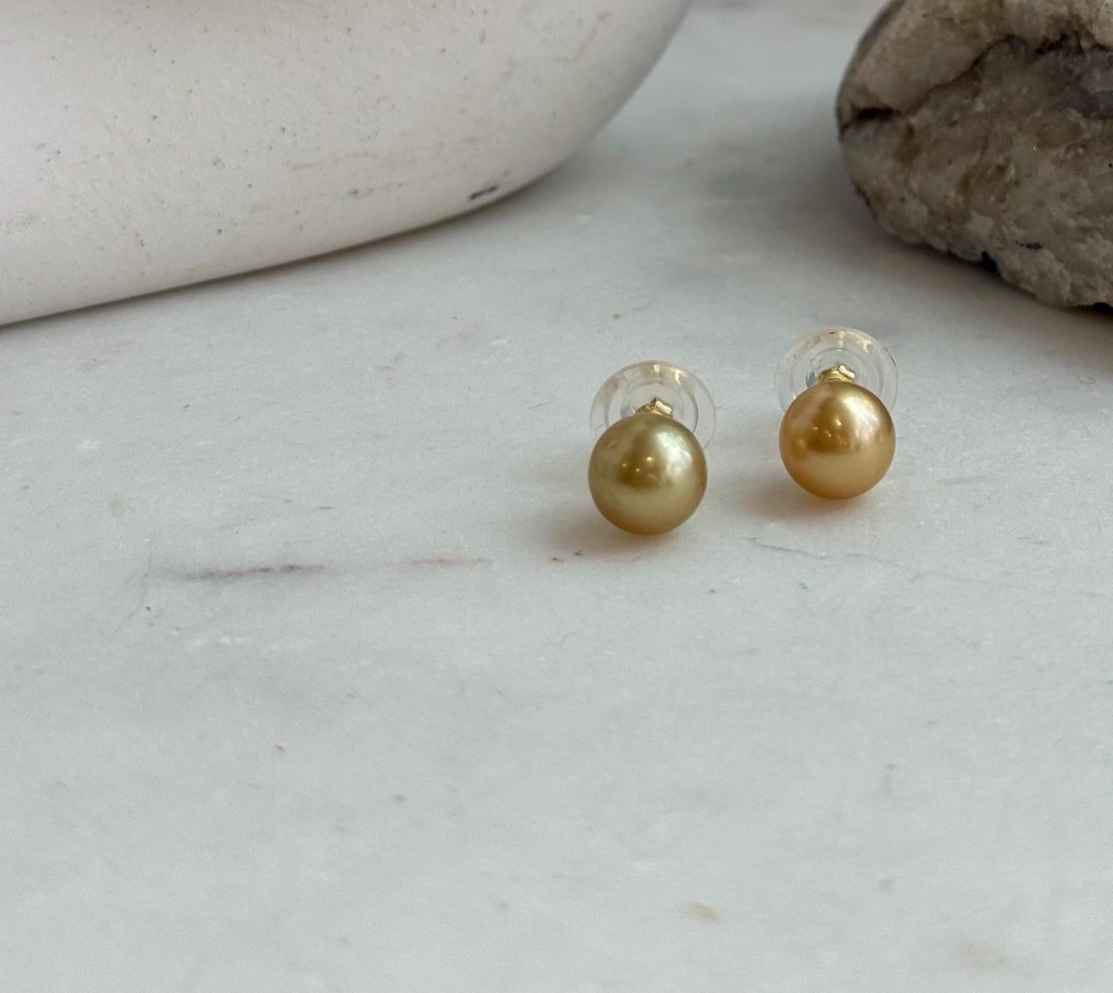 Elegant genuine golden pearl earrings gift for her