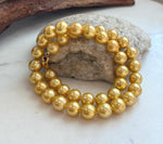 17.1 inch Edison golden pearl strand necklace with S925 silver clasp
