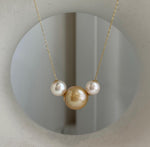 South Sea golden pearl and Akoya pearl pendant necklace