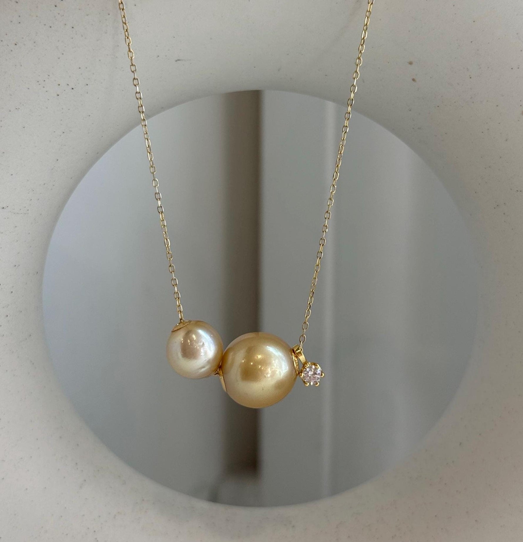 Genuine golden ocean pearl pendant with S925 silver chain
