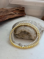 Elly’s 4.7–5mm White to Golden Gradient Freshwater Pearl Necklace | Genuine Pearl Strand | Mirror Luster | 18.9” | S925 Silver