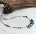 Elegant South Sea Tahitian pearl necklace with silver chain