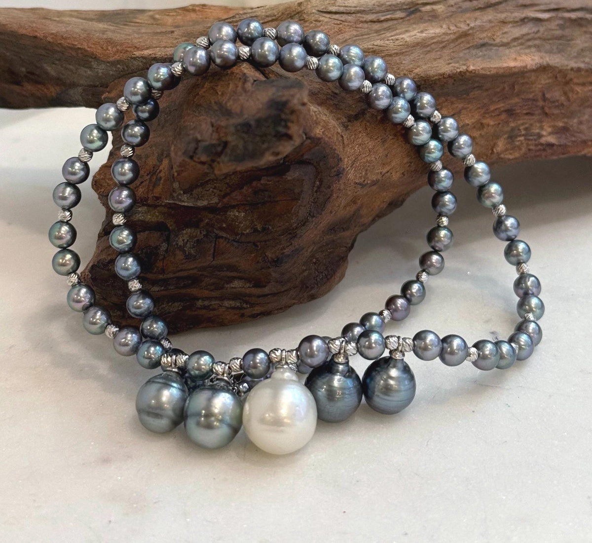 9. 4–12.4mm genuine saltwater pearl necklace with S925 silver
