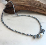 S925 sterling silver necklace with South Sea and Tahitian pearls