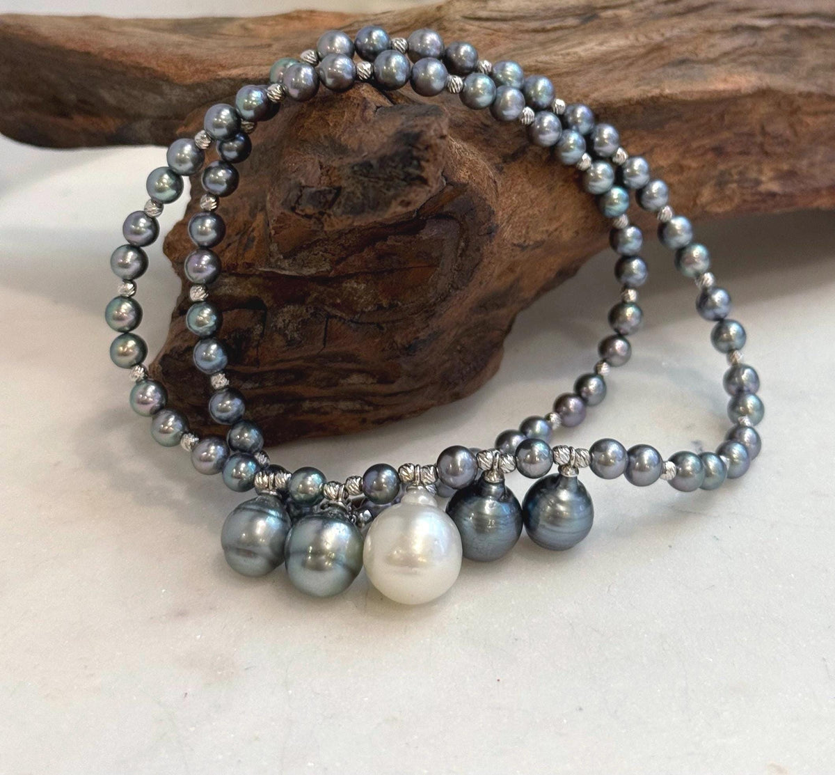 South Sea white and Tahitian pearl jewelry gift for her
