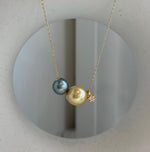Tahitian and deep golden South Sea pearl necklace with high luster