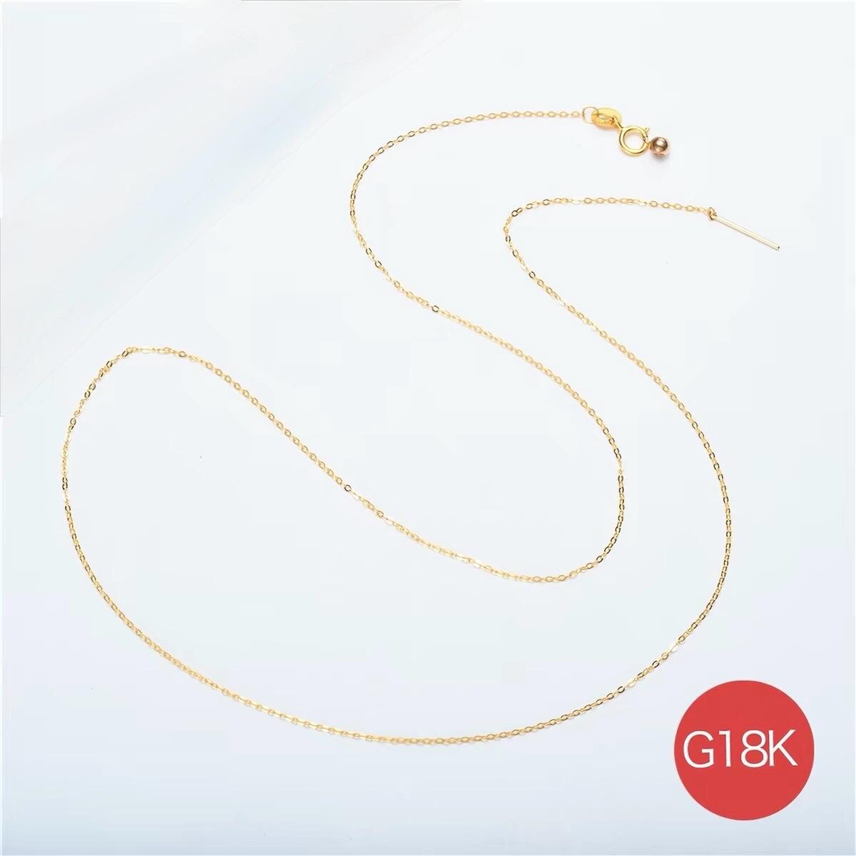 Delicate Au750 18K gold O chain with needle end for threading pearls and creating floating pearl pendants.