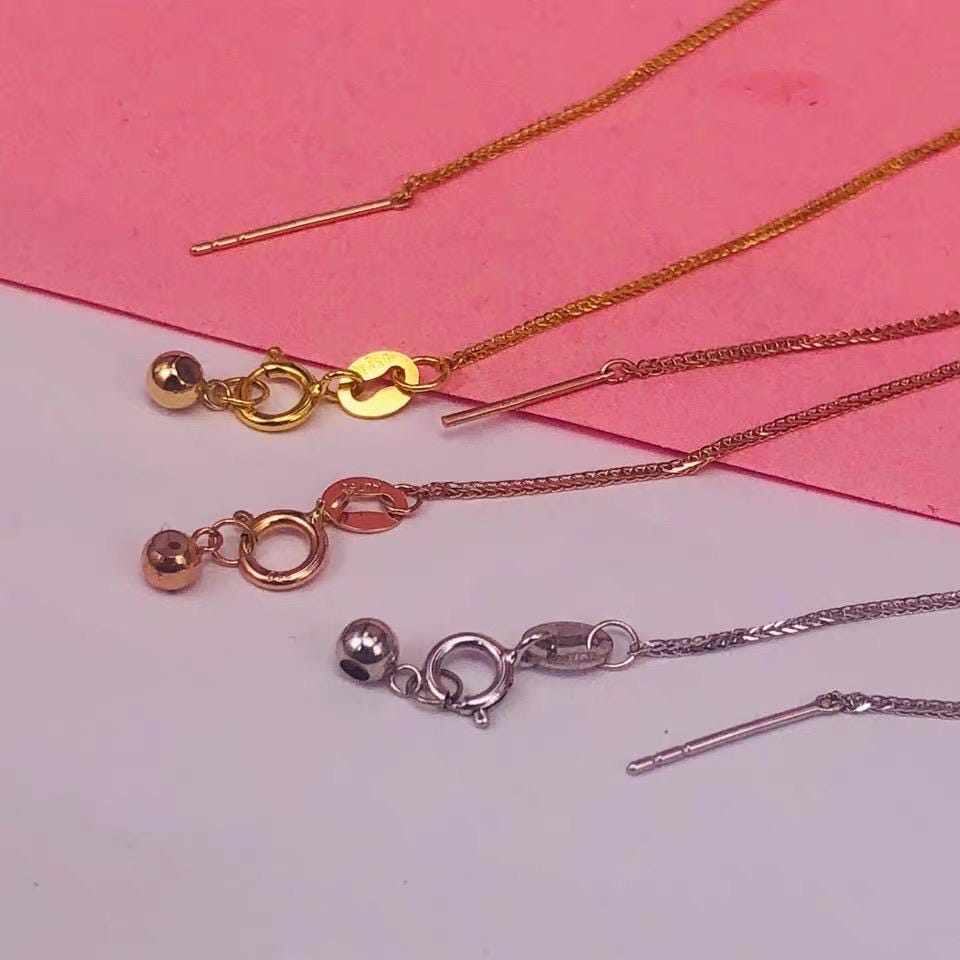 Delicate Au750 gold needle chain for threading floating pearl pendants