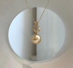 12.4mm South Sea Ultra Gold Pearl Pendant, Genuine Golden Saltwater Pearl, Mirror Luster, Gold-Plated S925 Silver Lyra Pendant, Luxury Gift
