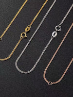 Minimalist 18K solid gold Chopard chain necklace, adjustable for different necklace lengths up to 17.7 inches.