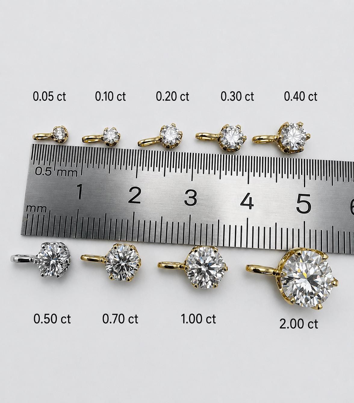 Round brilliant moissanite pendant charm with S925 sterling silver setting for pearl jewelry.