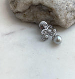 Blue silver Akoya saltwater pearl pin with exceptional mirror shine.