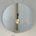 11.2mm South Sea deep tea gold pearl pendant with mirror luster and S925 sterling silver setting.