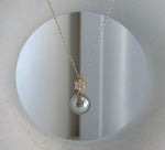 11mm genuine Tahitian silver pistachio pearl pendant with mirror luster in S925 sterling silver