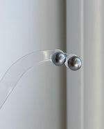 Genuine 9.1mm Tahitian platinum pearl stud earrings with extreme mirror luster in S925 sterling silver.