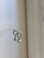 S925 sterling silver Akoya pearl earrings with 8.7mm blue silver ocean pearls